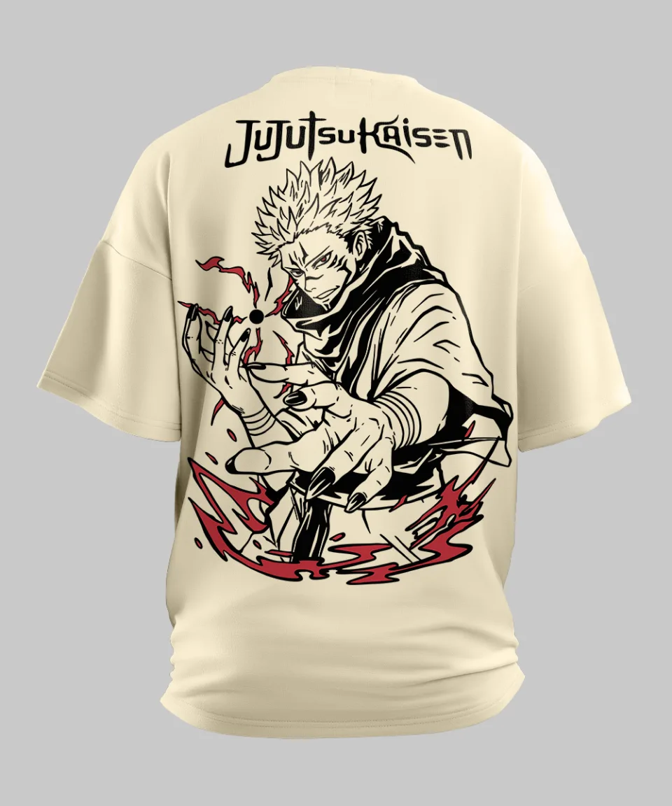 Jujutsu Kaisen Ryomen Sukuna Off White Oversized T Shirt — detail