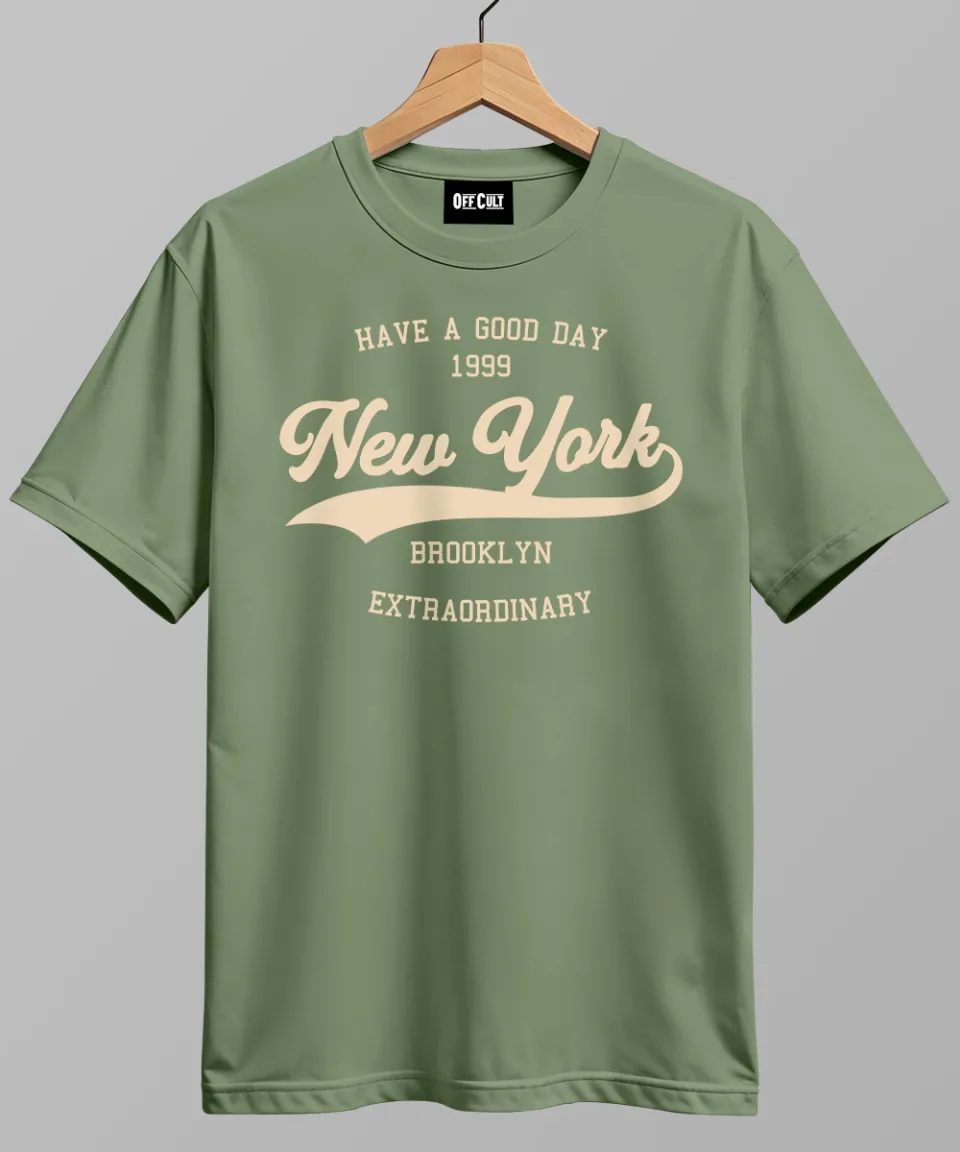 New York Brooklyn Dark Green Regular T Shirt — back