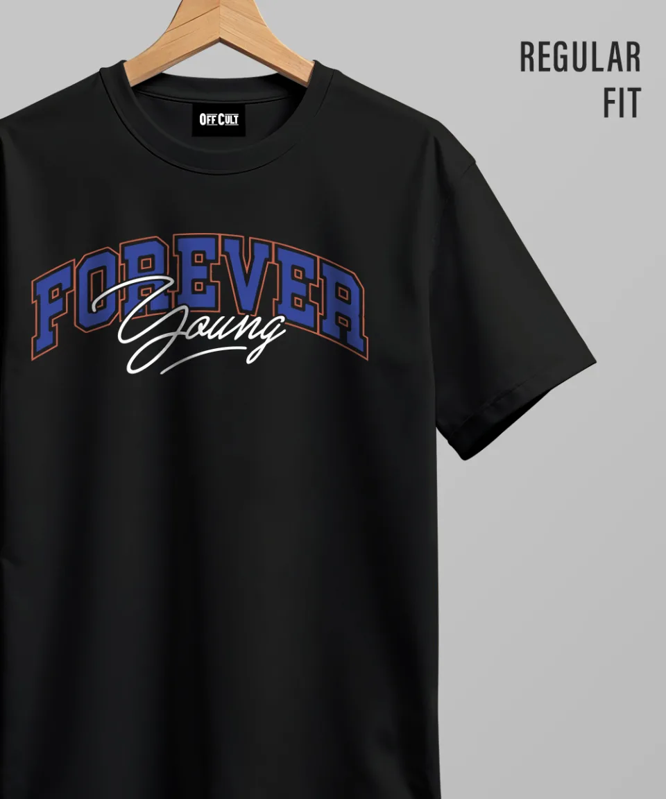 Young Forever Black Regular T Shirt