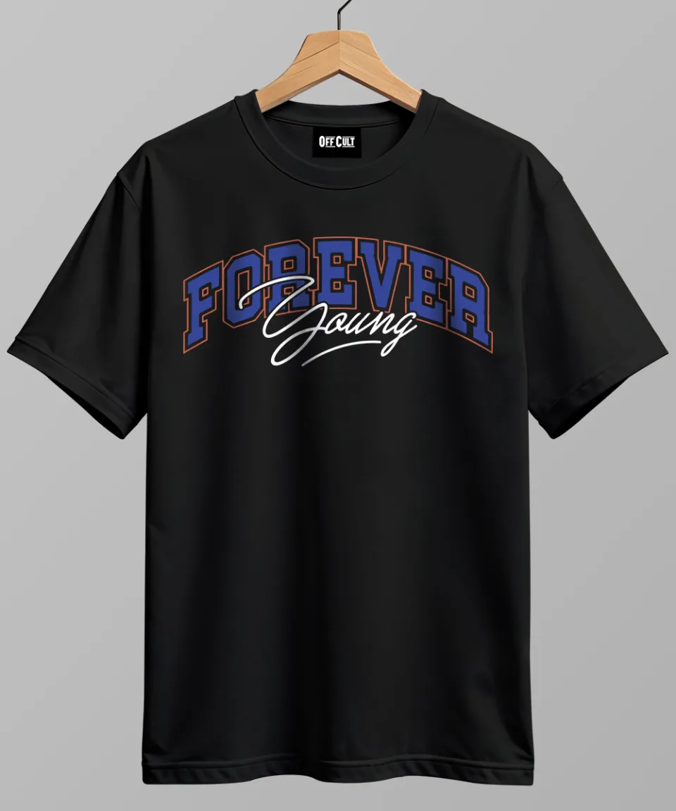 Young Forever Black Regular T Shirt — back