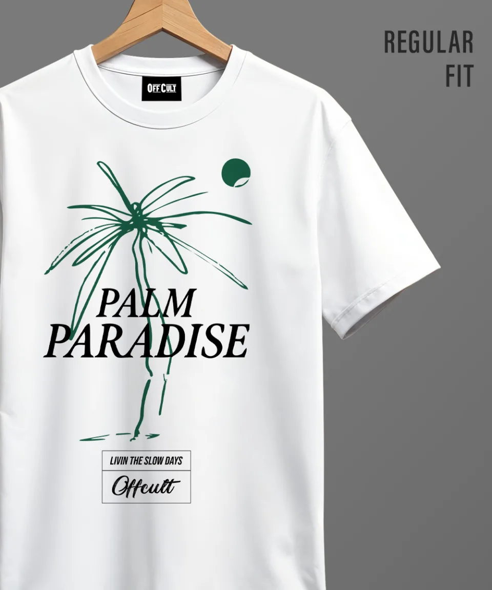 Palm Paradise White Regular T Shirt