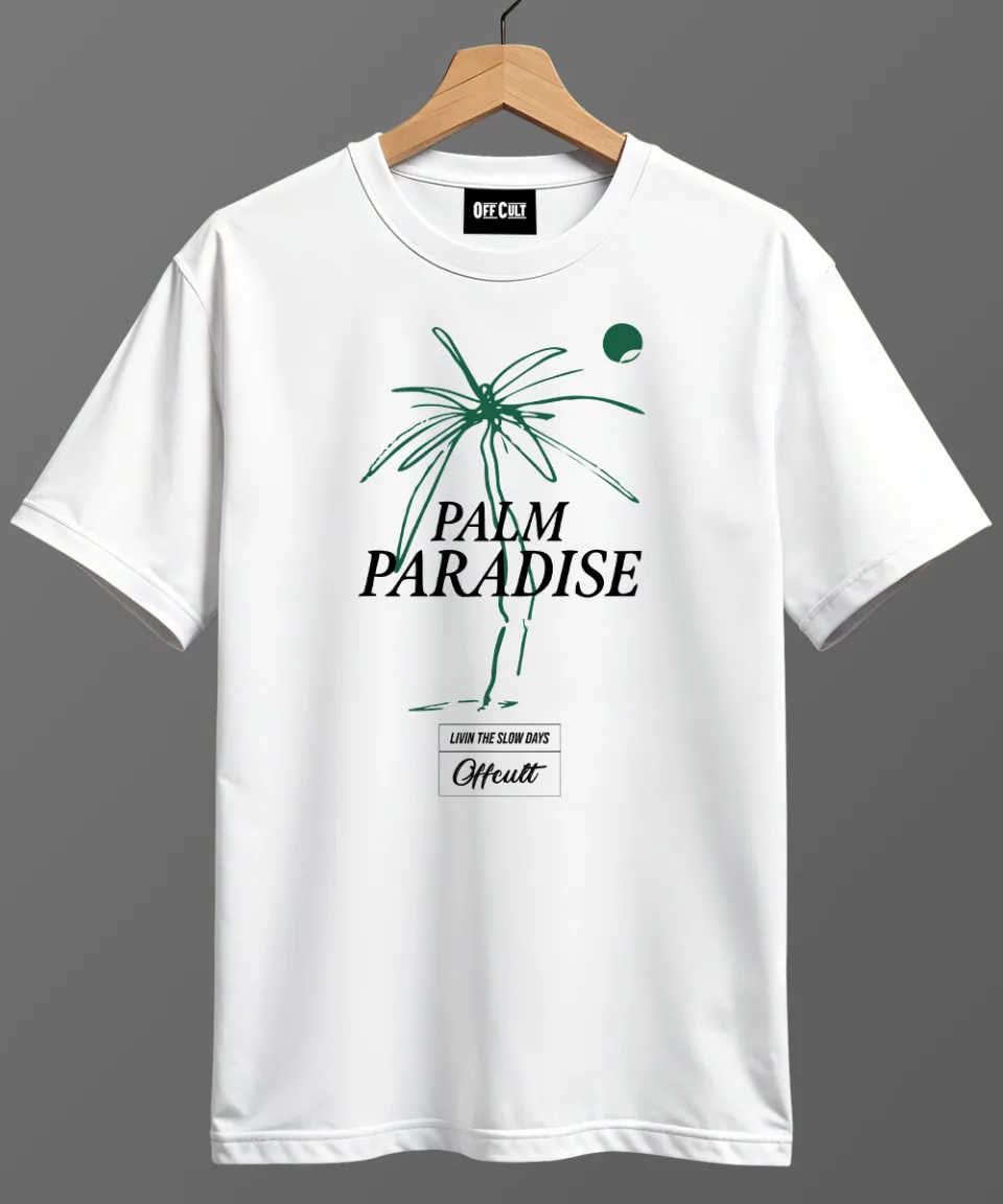 Palm Paradise White Regular T Shirt — back