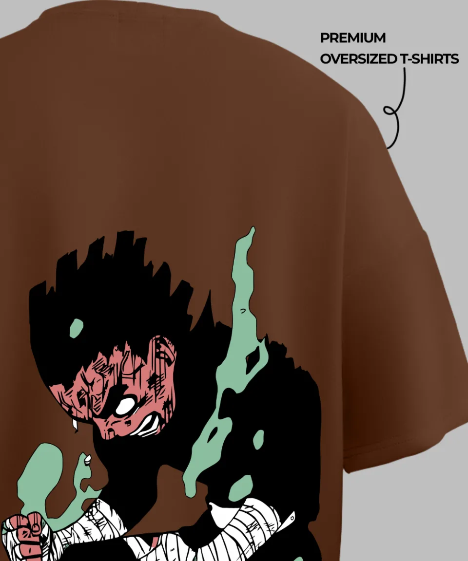 Rock Lee Mocha Oversized T Shirt — on body