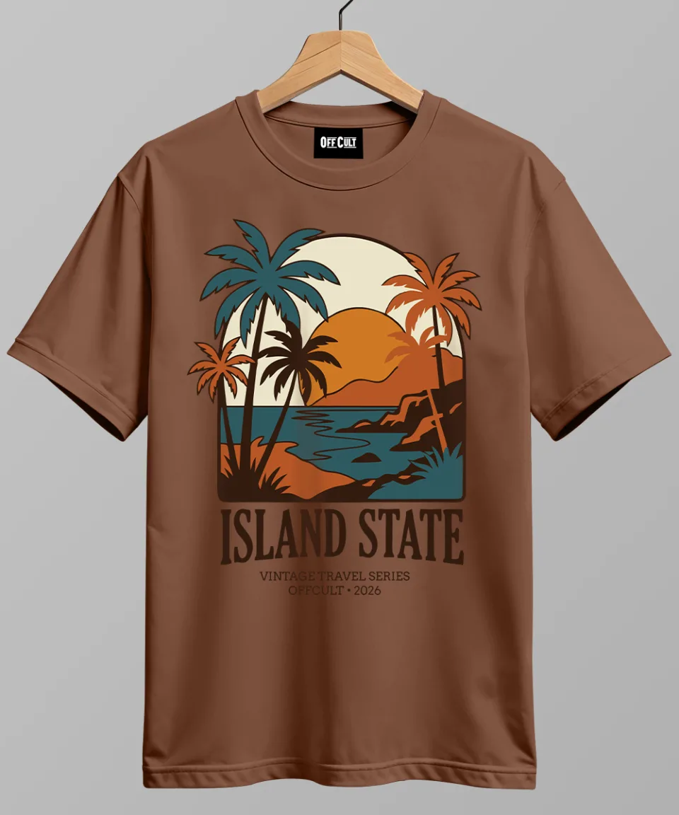 Island State Mocha Regular T Shirt — back