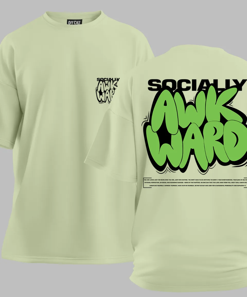 Socially Awkward Pista Green Oversized T Shirt